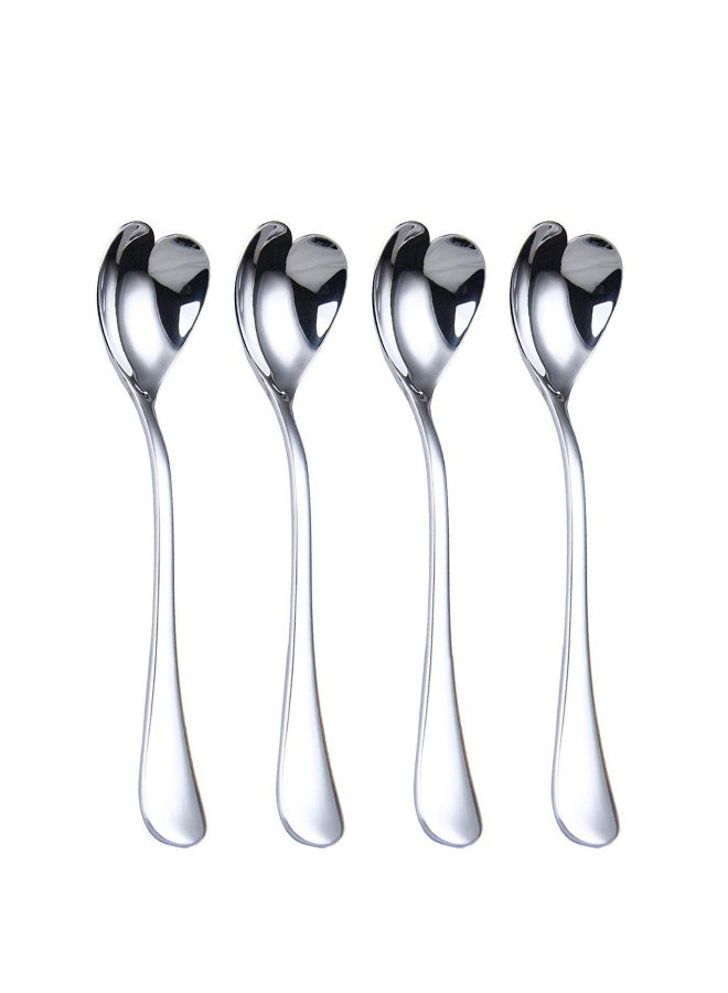 HISSF Heart Shaped Spoons, 18/10 Stainless Steel Spoon Set 4 Pack, 6.7 inches, Dessert Spoon, Ice Cream Spoons, for Tea, Cocktail, Sugar - Image 1